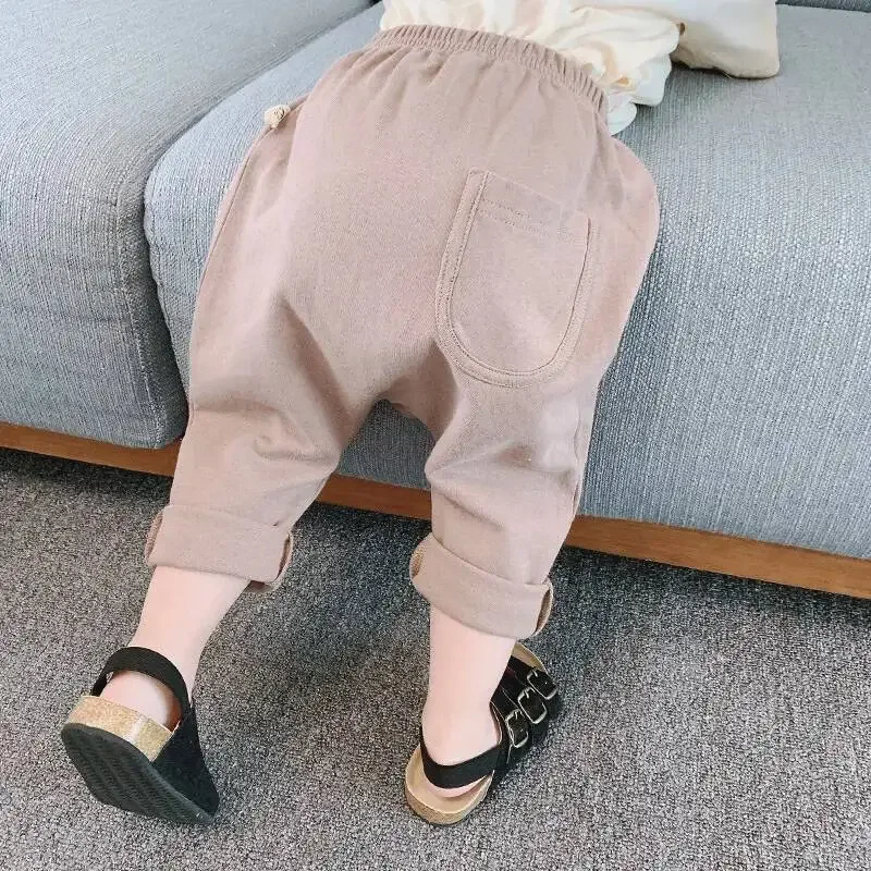 ربيع الخريف الطفل السراويل 1-5Y الفتيان الفتيات القطن مخطط فضفاض طفل PP مستقيم السراويل الكورية ملابس أطفال للأطفال الملابس