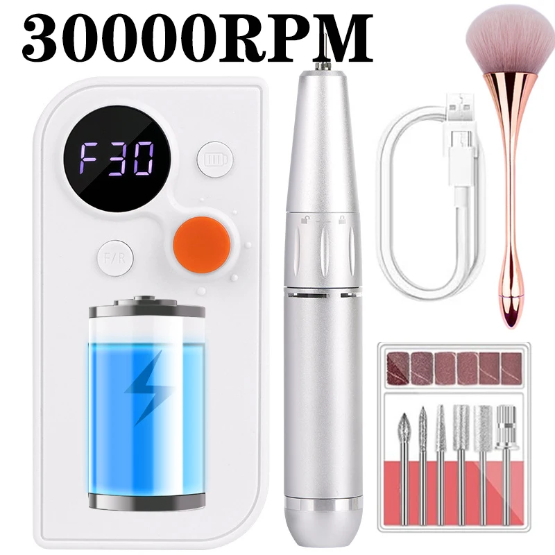 

Rechargeable 30000RPM Electric Nail Drill Machine Portable Electric Nail File with HD Display for Nails Professional Nail Tools