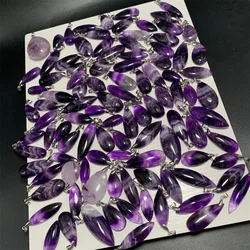 Natuurlijke Dromerige Amethist Kettingen Vrouwen Mannen Paarse Kristallen Hangers Gelukspaars Helder Water Druppel Kralen Paard Oog 925 Zilver