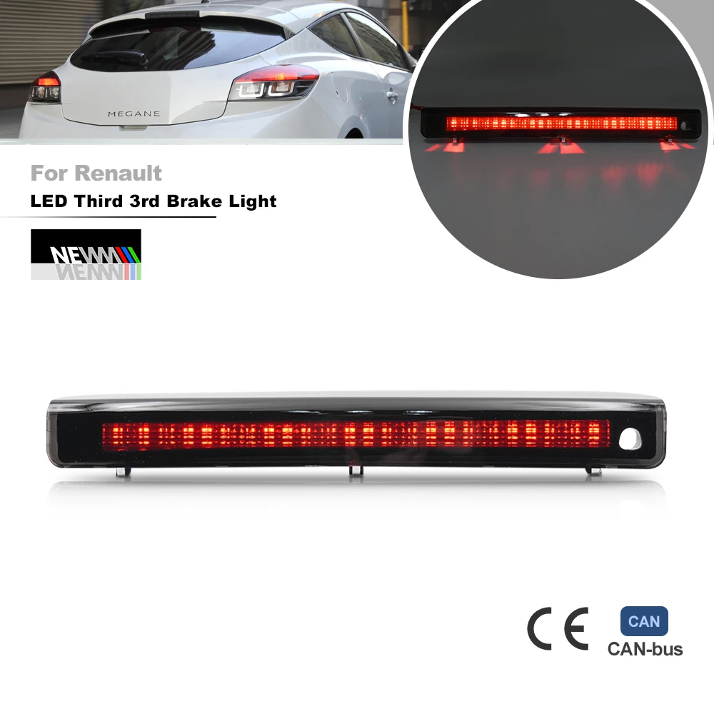 

1x Smoked High Mount Stop Light for Renault Megane MK3 Hatchback 2008-2016, Canbus Error Free 3rd Brake Lamp, Rear Brake Lights