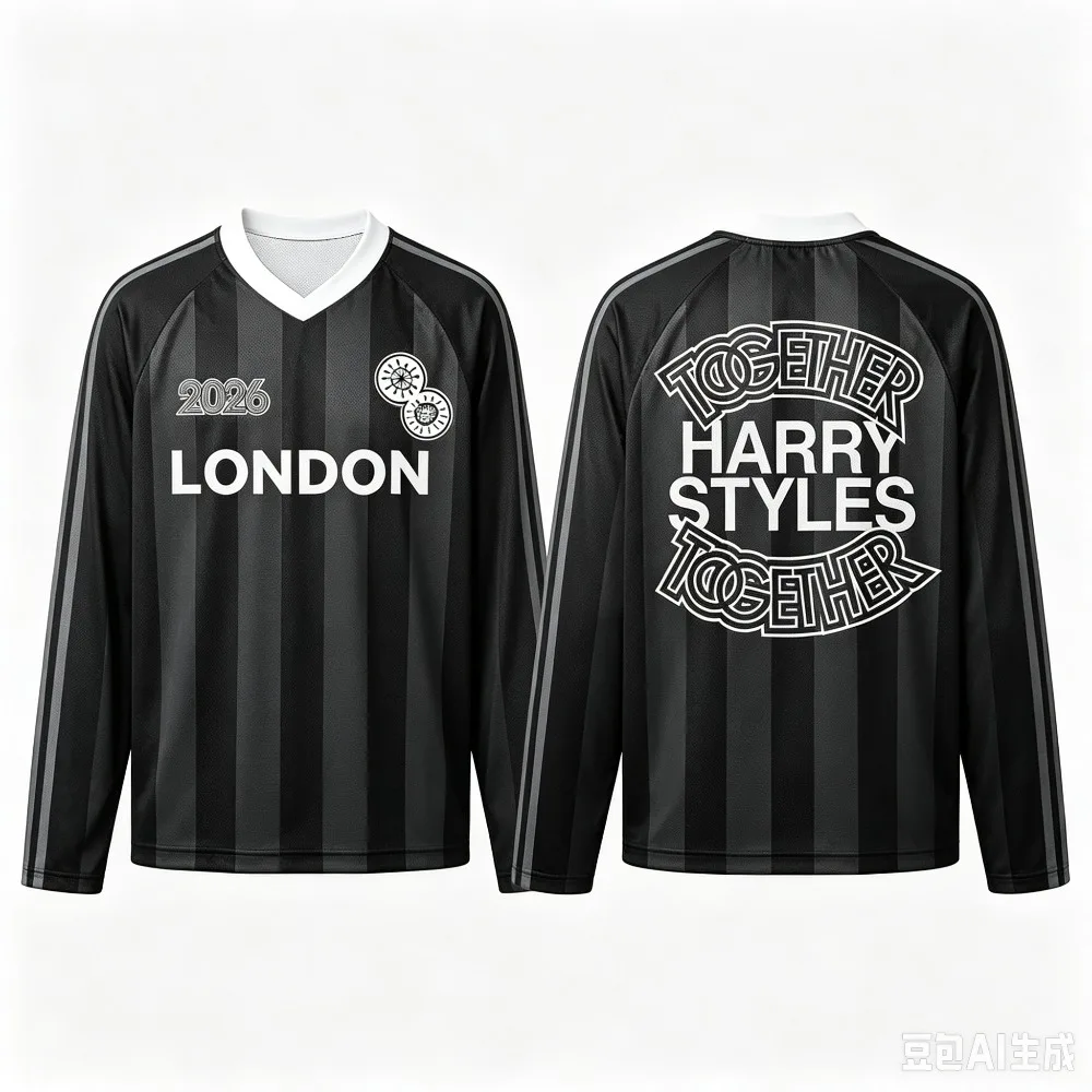 Harry Styles Together Tour 2026 City Soccer Jersey Black Striped V Neck T-shirt Summer Mesh Breathable Long Sleeve for Men Women