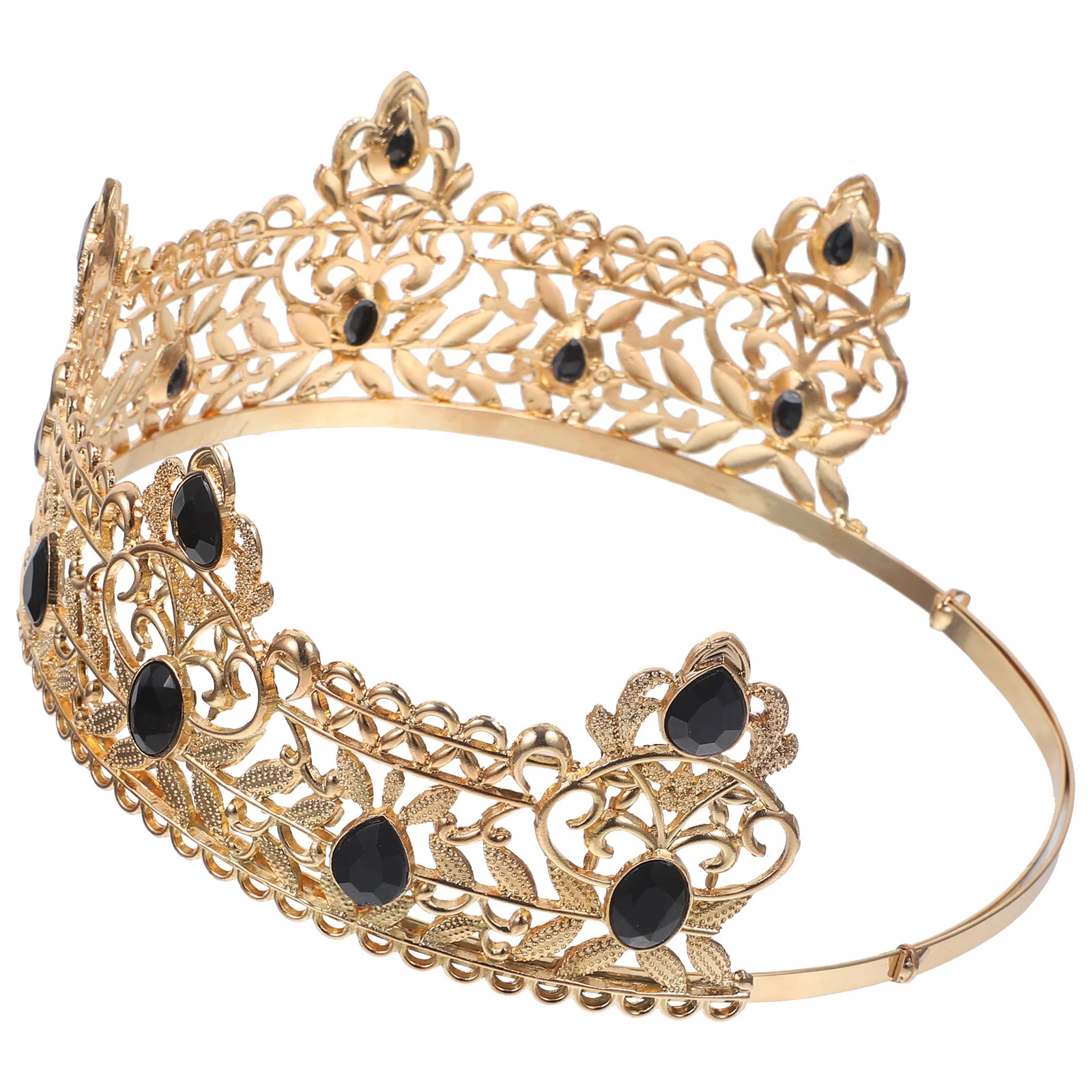 

King Hair Accessories Golden Black Large Alloy Crown for Men Cosplay Wedding Party Retro Prince Crown Reusable