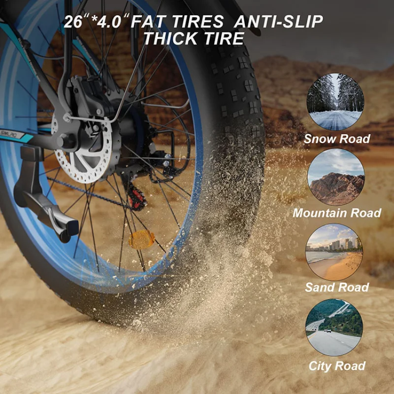 High Quality 48V 1000W Adult Electric Mountain Fat Tire E-Bike For Outdoor Riding