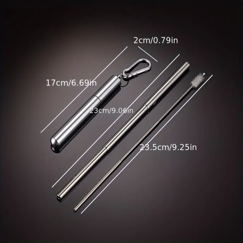 304 Stainless Steel Retractable Straw Kit, Portable Aluminum Tube, Outdoor Folding Straw Kit, with Cleaning Brush, Colors, Trave