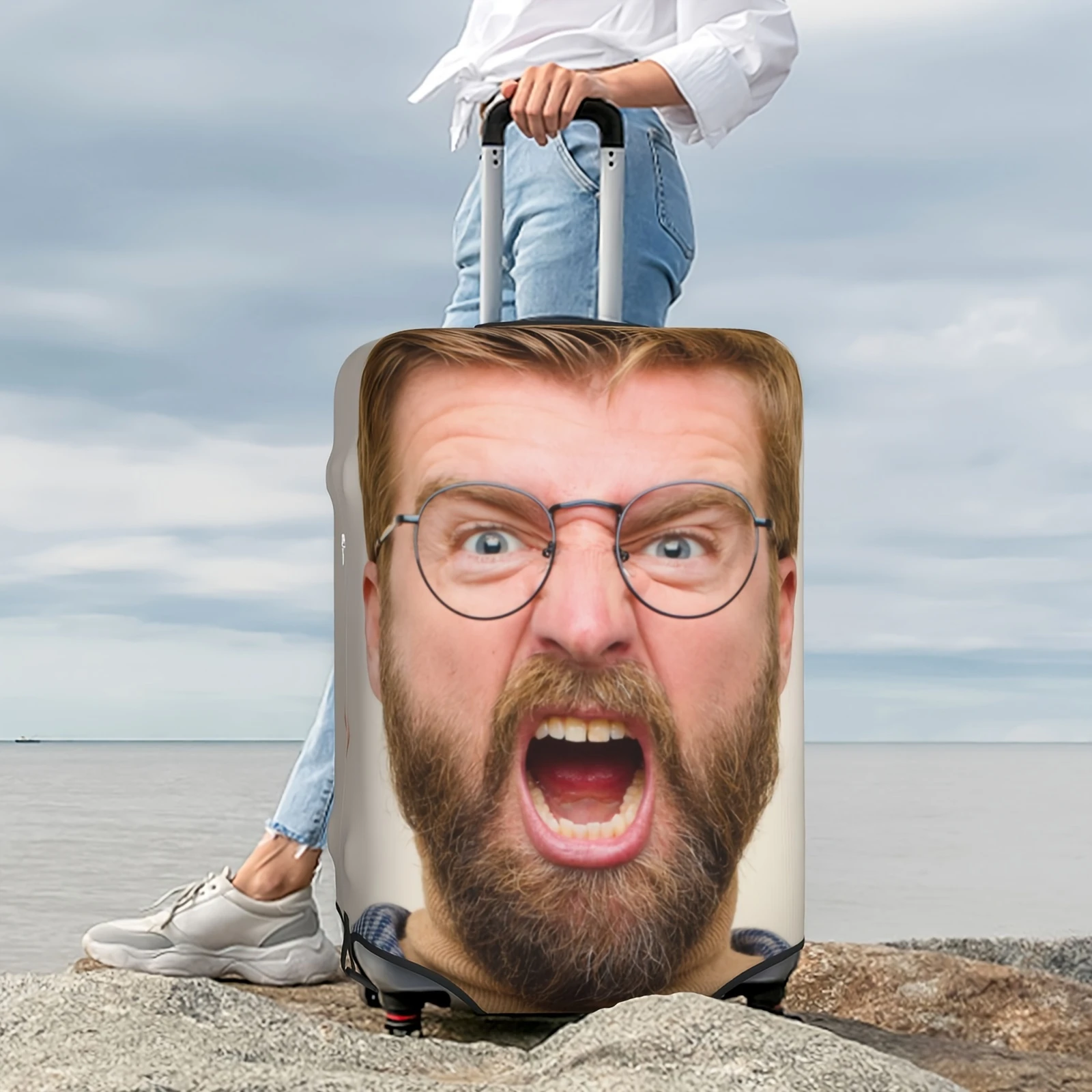 Custom Luggage Covers—Made with Your Photos or Text, Double-Sided Printing, Stretchy Polyester Material, Washable Luggage Covers