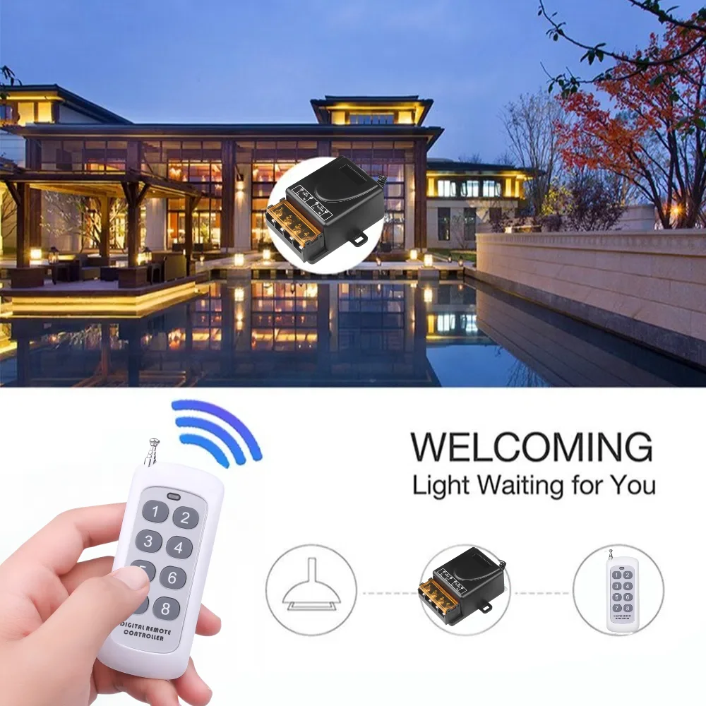 KEBIDU RF 433 МГц 110 В 220 В 230 В легкий пульт дистанционного управления беспроводной передатчик 30A релейный приемник для вентилятора водяного насоса