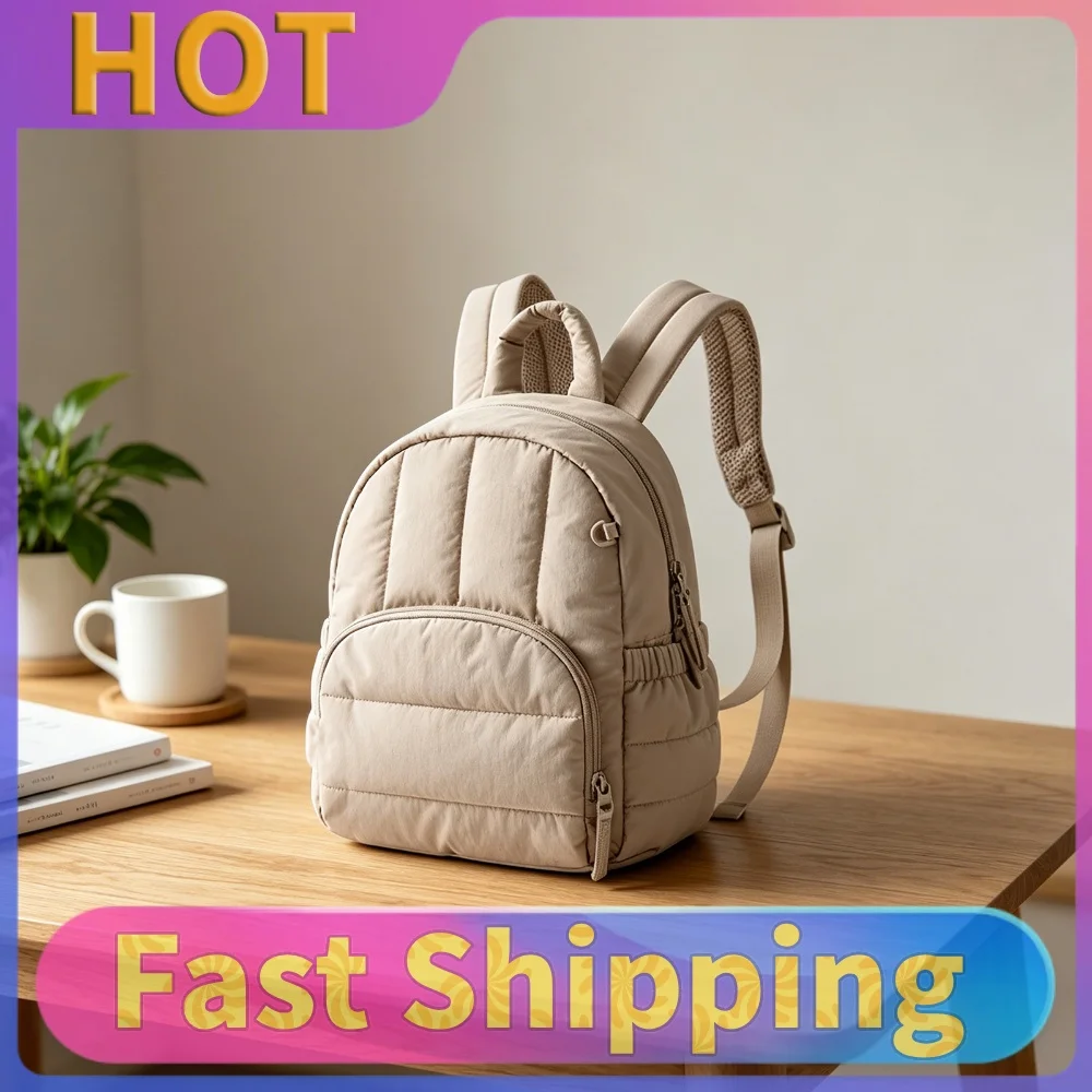 Women Simple Laptop Multi-Compartment Casual Travel Backpack Water- Quilted Rucksack Commute Work Backpacks