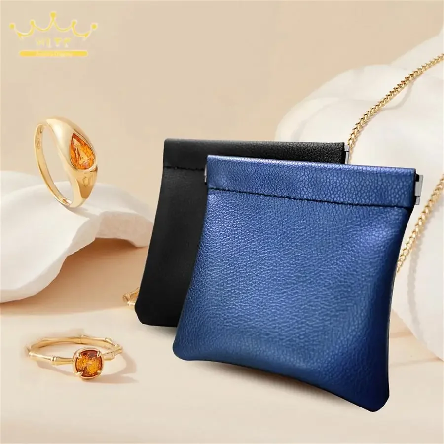 Portable 6Pcs Small Jewelry Storage Bag 11*11Cm Square Leather Gift Packaging Pouch Earring Ring Necklace Organizer Bag