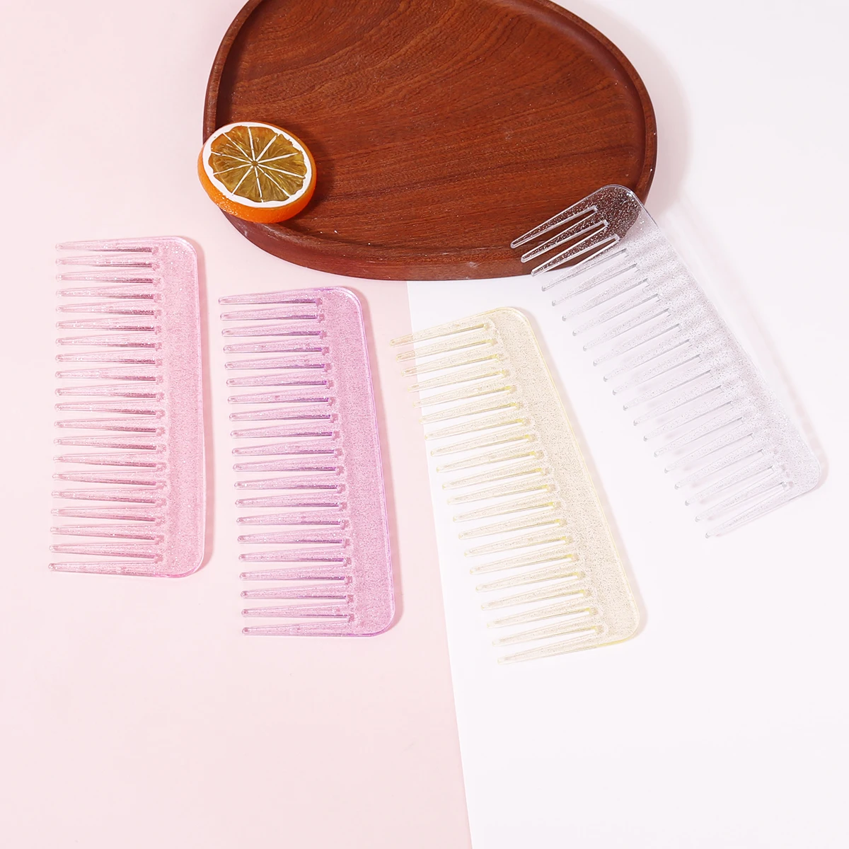 1 non handle shaped anti-static massage hair styling comb, plastic transparent style salon hair styling comb