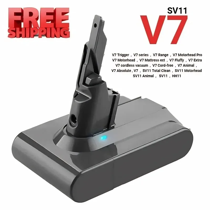 

12800mAh 21.6V Lithium For Dyson V7 Battery Replacement for Motorhead Pro Trigger V7 Animal Car+Boat Fluffy SV11 Battery