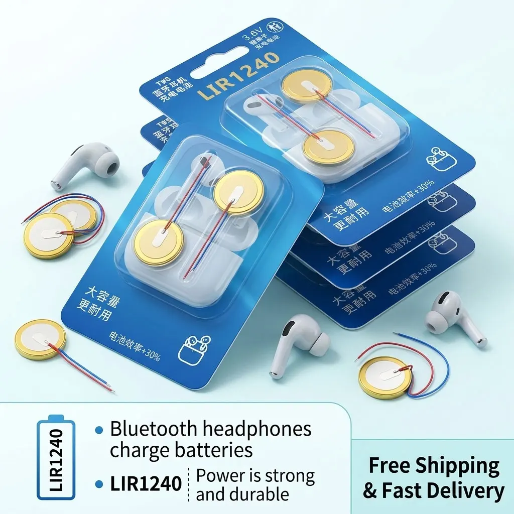 LIR1240 3.6V Rechargeable Lithium Battery with Cable for Bluetooth Headset and Mouse