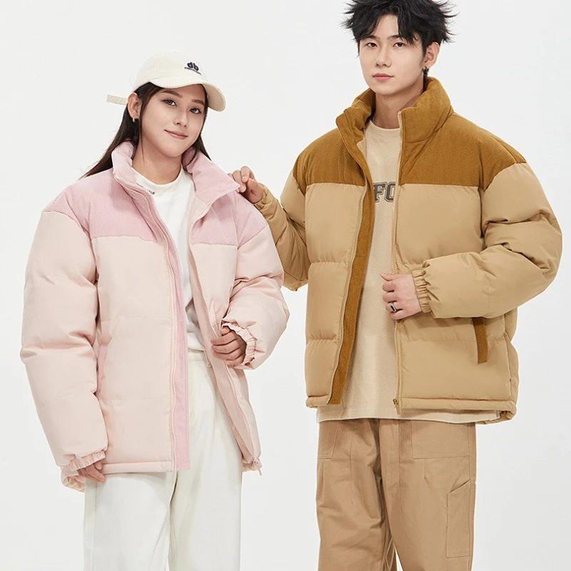 الشتاء الترفيه سروال قصير سترات للجنسين يندبروف الدافئة الرجال الملابس الشتاء موضة الاتجاه المرقعة معطف زوجين سترة منتفخة دافئة #1