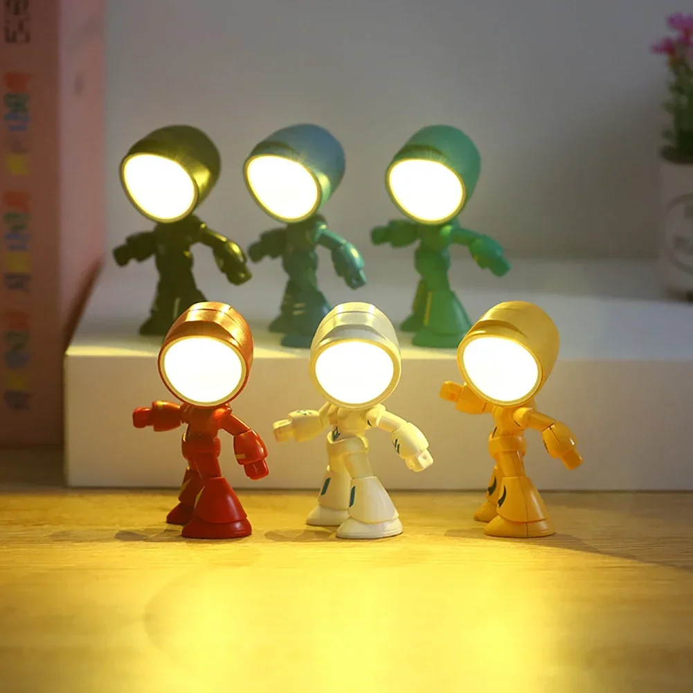 Mini Night Light LED Cartoon Cute Hero Police Desk Lamp Desktop Ornament Bedside Bedroom Table Lights Children Boy Holiday Gifts