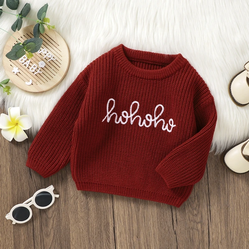 Winter Warm Baby Sweater Girls Boys Knitting Clothes Jumper Long Sleeve Crew Neck Letters Pullover Tops Infant Newborn Outfits