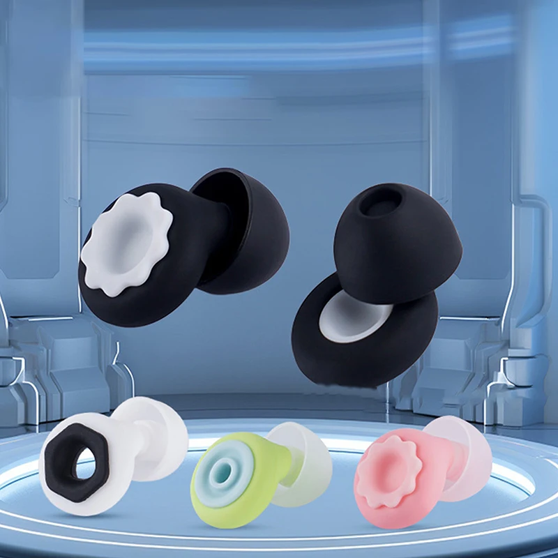 1 Pasang Penyumbat Telinga Pengurang Kebisingan Penyumbat Telinga Silikon Anti Kebisingan Membatalkan Penyumbat Telinga Kedap Suara Pelindung Telinga Lembut Berenang Tahan Air