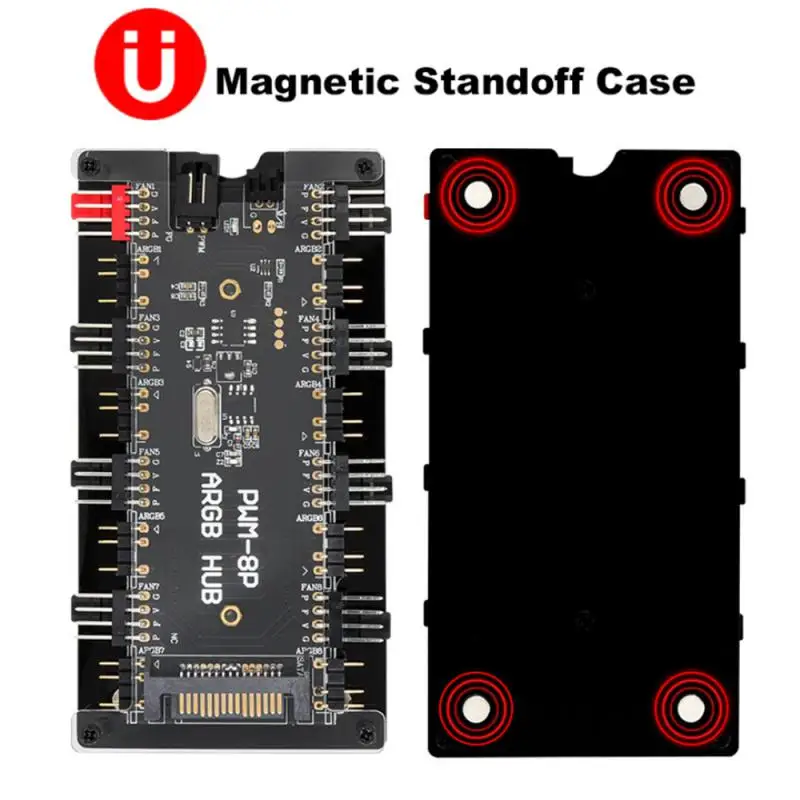 5V 3 Pin ARGB Fan 4-pin ARGB 4-pin PWM 10 Hub Splitter SATA Power Extension Cable Adapter Control Hub PC RGB Fan Cooler