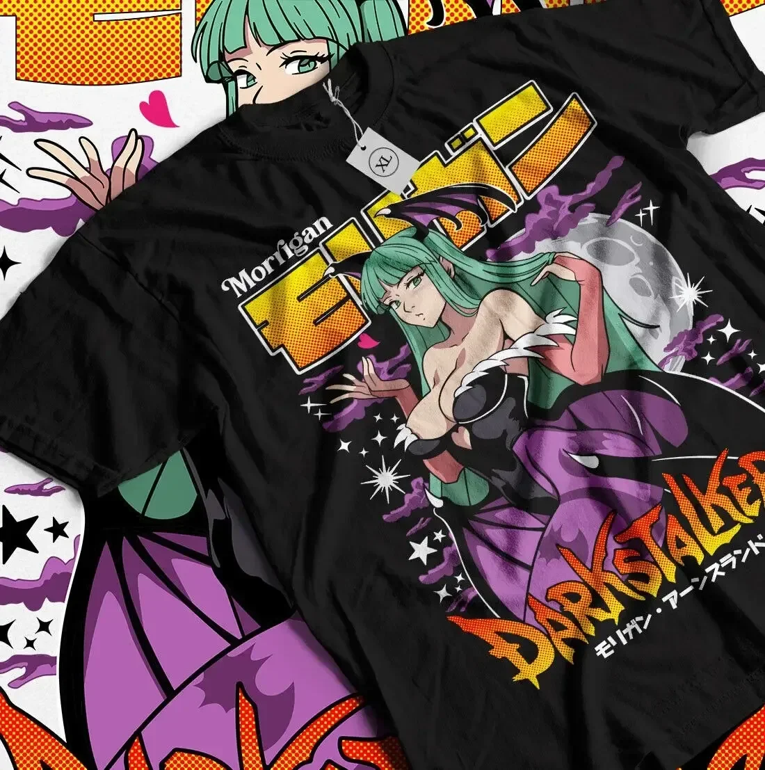 Camiseta Morrigan Aensland en Oferta, Camiseta Darkstalkers, Camiseta de Anime para Chicas, Camiseta de Regalo con Diseño de Waifu, Camiseta Extra Grande de Alta Calidad, Unisex y Cómoda