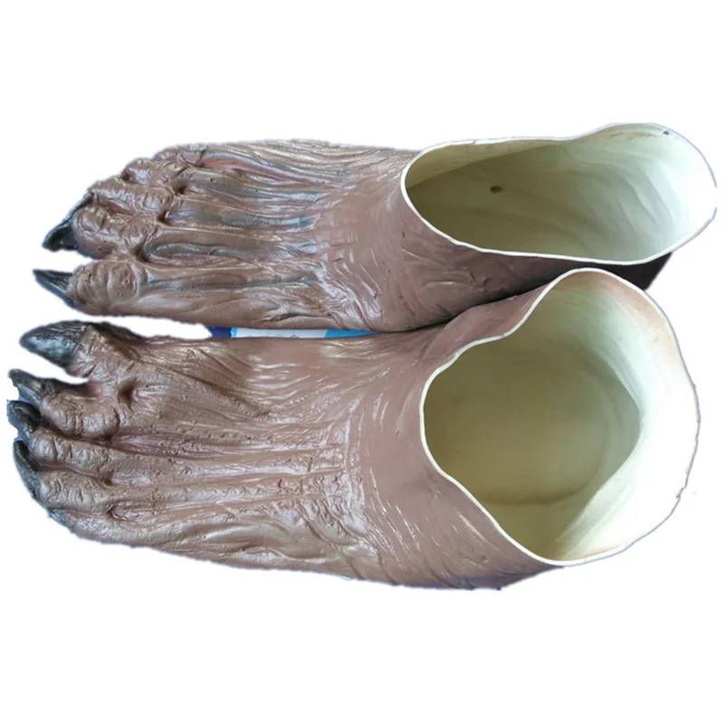 Halloween Latex Werewolf Gloves Horror Wolf Claw Foot Cover Animal Paws Gloves Animal Festival Cosplay Latex Horrific Costume