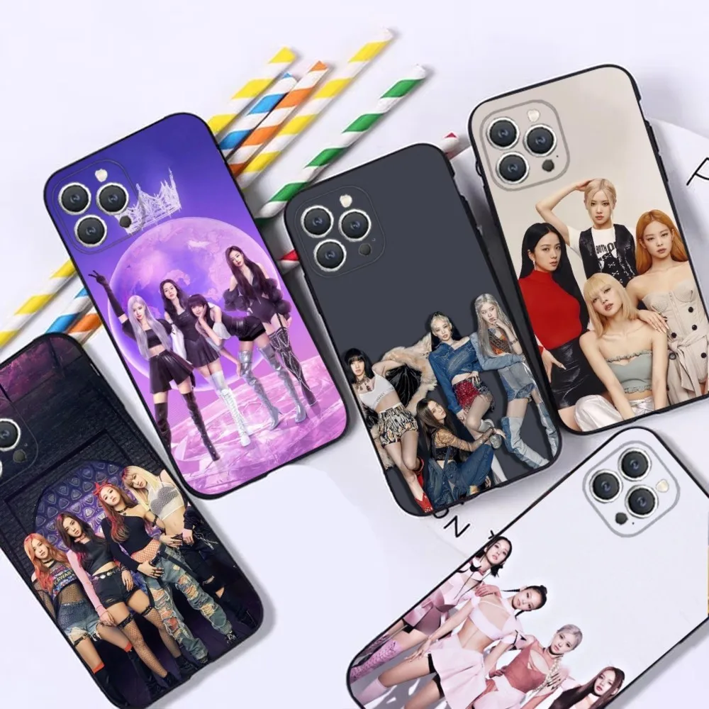 Kpop B-BlackPinks Girl  Phone Case For iPhone 16,15,14,13,12,Pro,Max,11,7,8,Plus,XR,XS Max Shockproof Silicone Soft Shell