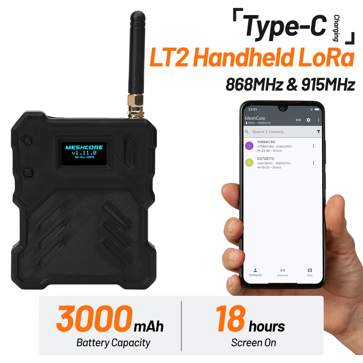 LT2 Mesh Pocket Tracker Node Built in Heltec V3 ESP32 LoRa 32 Compatible Meshtastic&Meshcore
