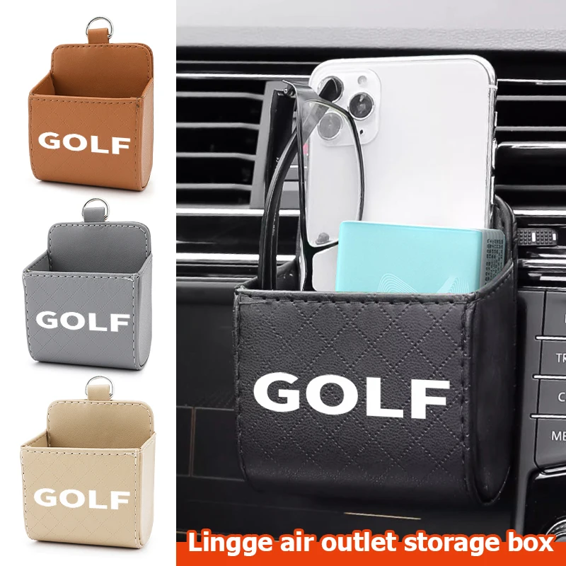 Кожаный органайзер для хранения в воздуховоде автомобиля Volkswagen VW: мини-кейс для телефона и очков для Golf, Jetta, Passat mk4, mk5, mk6, CC, B5