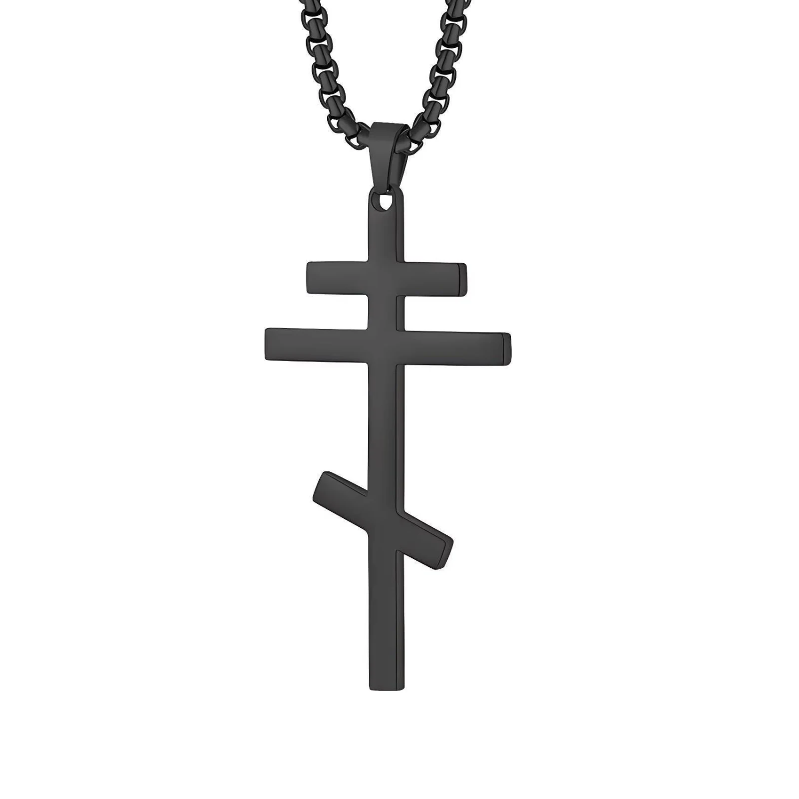 Edelstahl Orthodoxes Kreuz Anhänger Halskette Religiöser Glaubensschmuck Geschenk für Männer und Frauen – Detail 3