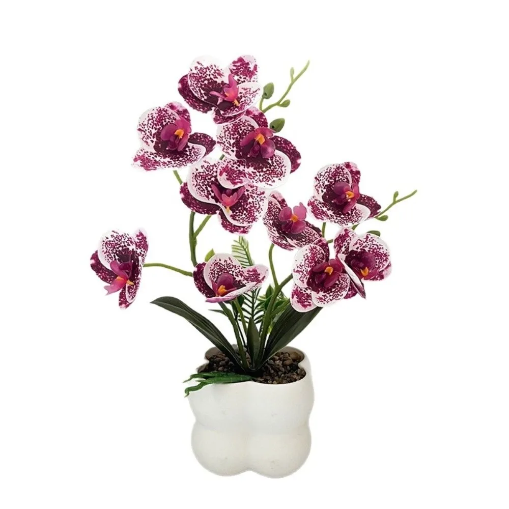 Multi-Bloom Simulated Butterfly Orchid DIY Faux Flowers Artificial Faux Plants White Flower Pot Artificial Orchid Bonsai