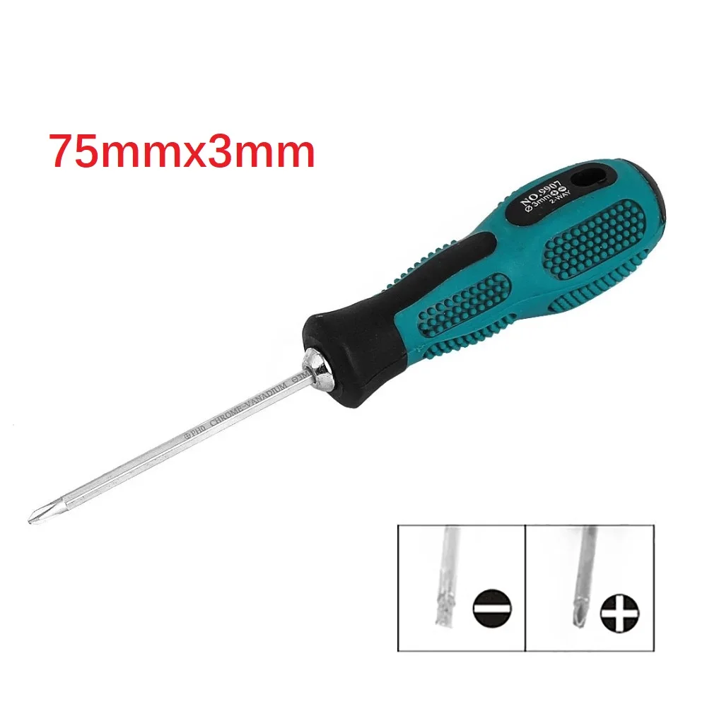 1PC Dual-use Slotted Cross Screwdriver Handle Bolt Driver Screwdriver 3x75mm Home Garden Tools Workshop Equipment Nutdrivers
