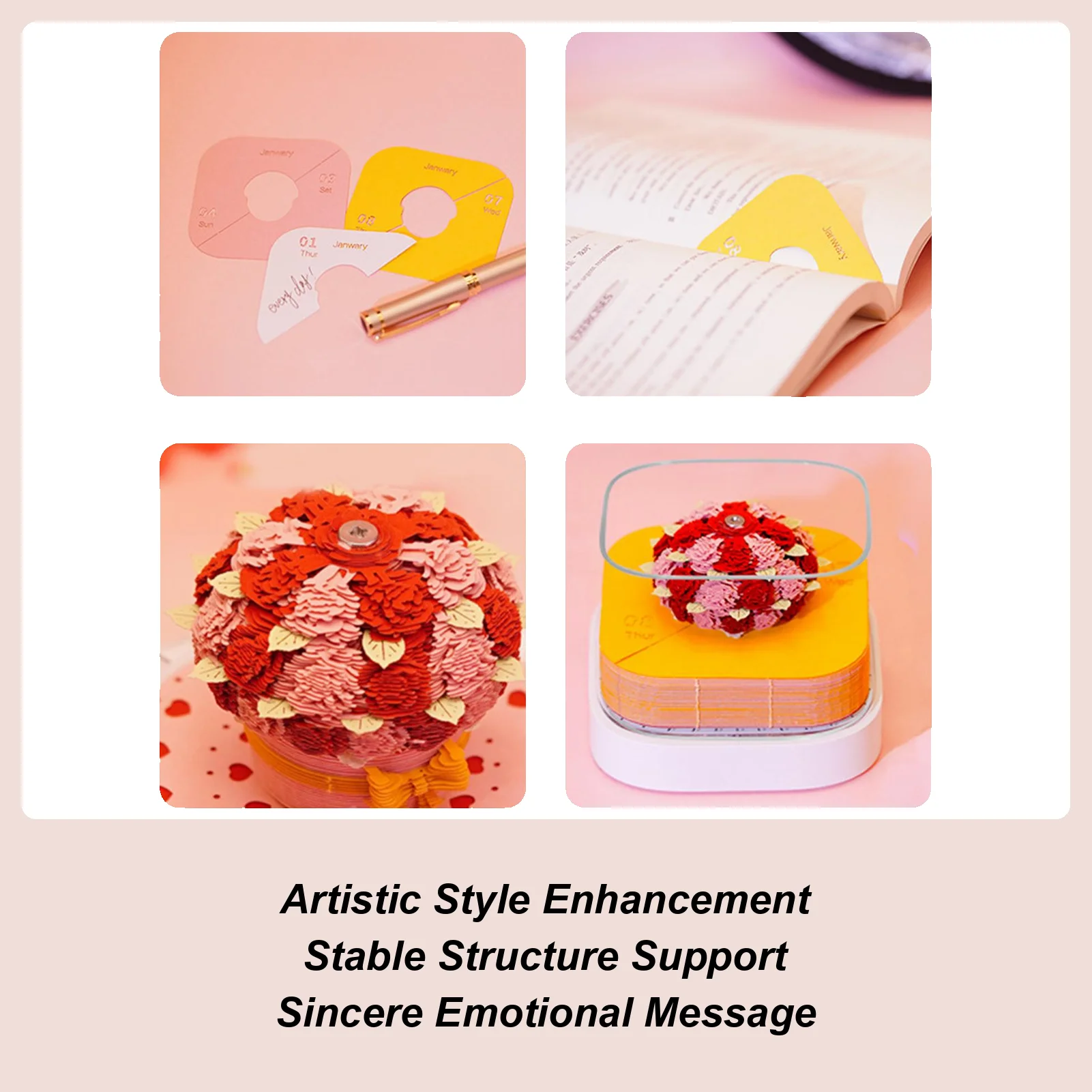 

Tear Away Calendar 2026 Rose Tear Away Table Calendar Memo Pad Paper Sculpture Desktop Accessories For Home Decor Bedroom