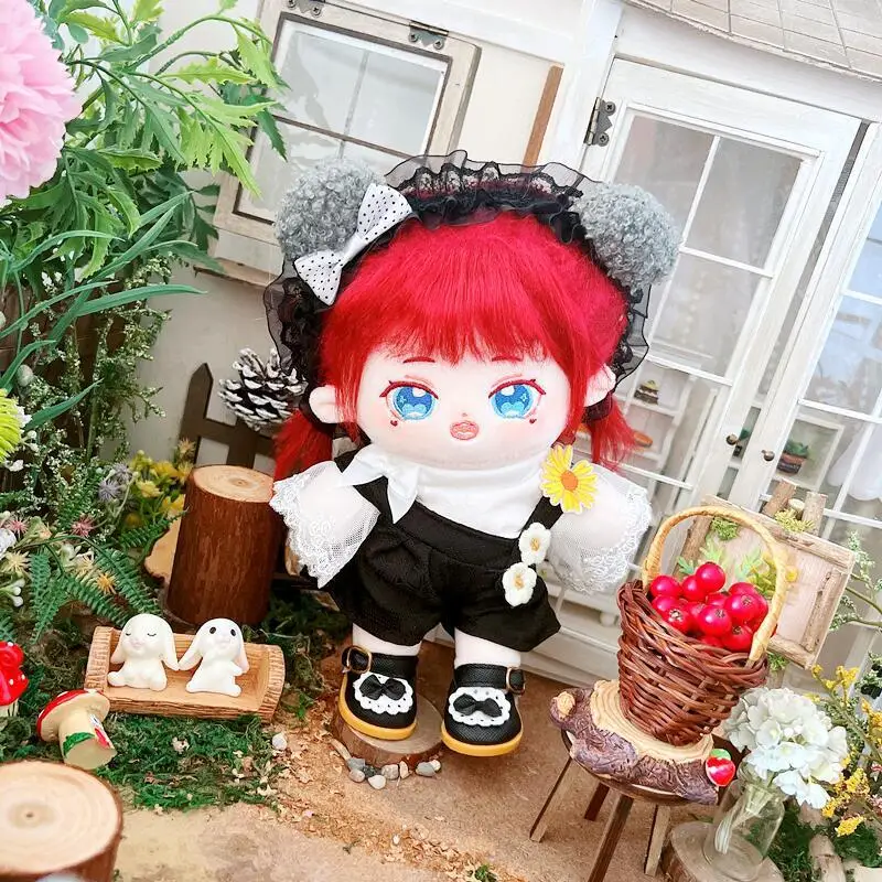 

20cm Cute Black Dress Suit Cool Girls Idol Doll Kawaii Stuffed Customization Figure Toys 1/8 BJD Cotton Plush Doll for Girl Gift