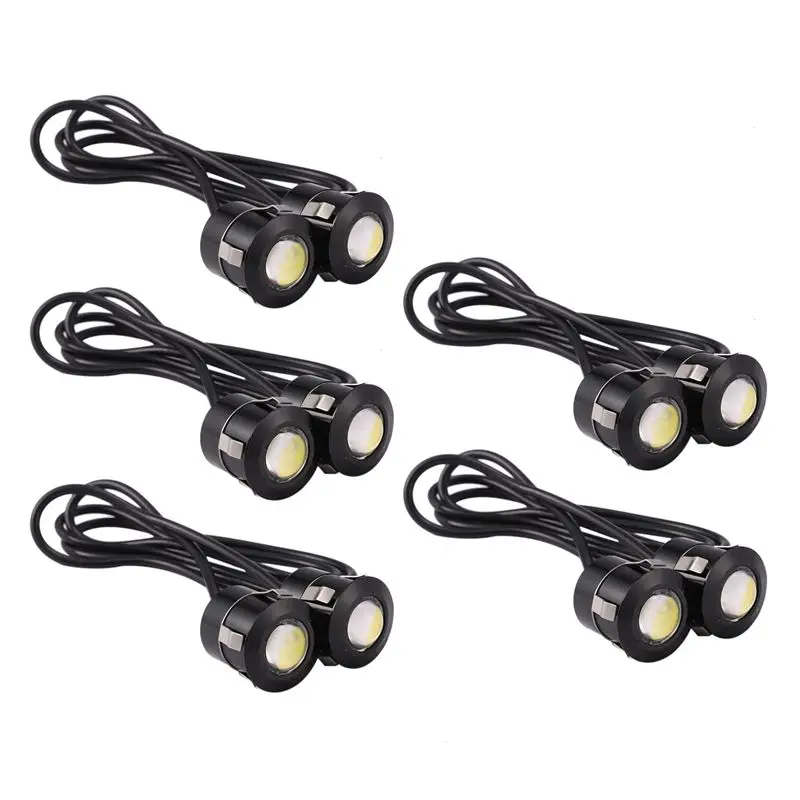 10Pcs LED Eagle Eye Backup Light Fog Driving Lamp Car Motorcycle White Light 9W Black-A08Q