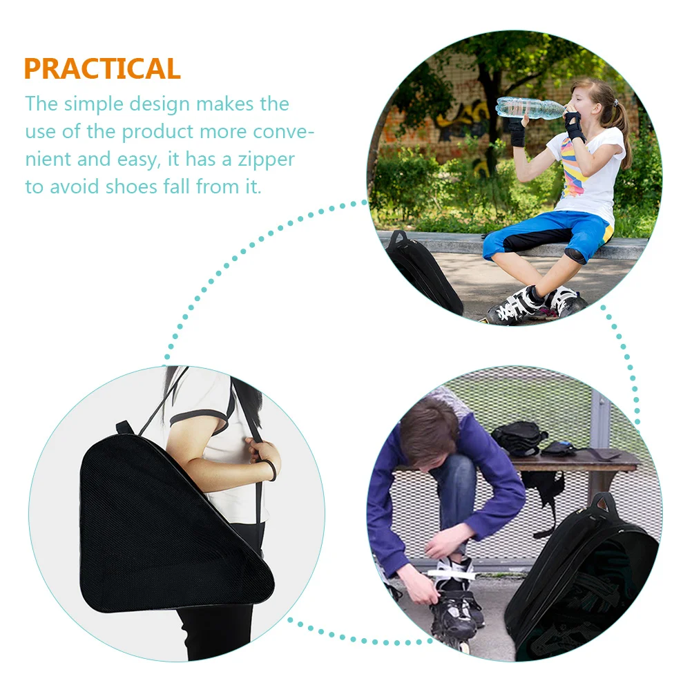 

1pc Portable Roller Skate Bag Zipper Skates Storage Pouch Travel Skates Container Durable Wear-Resist Lightweight Skating Shoe