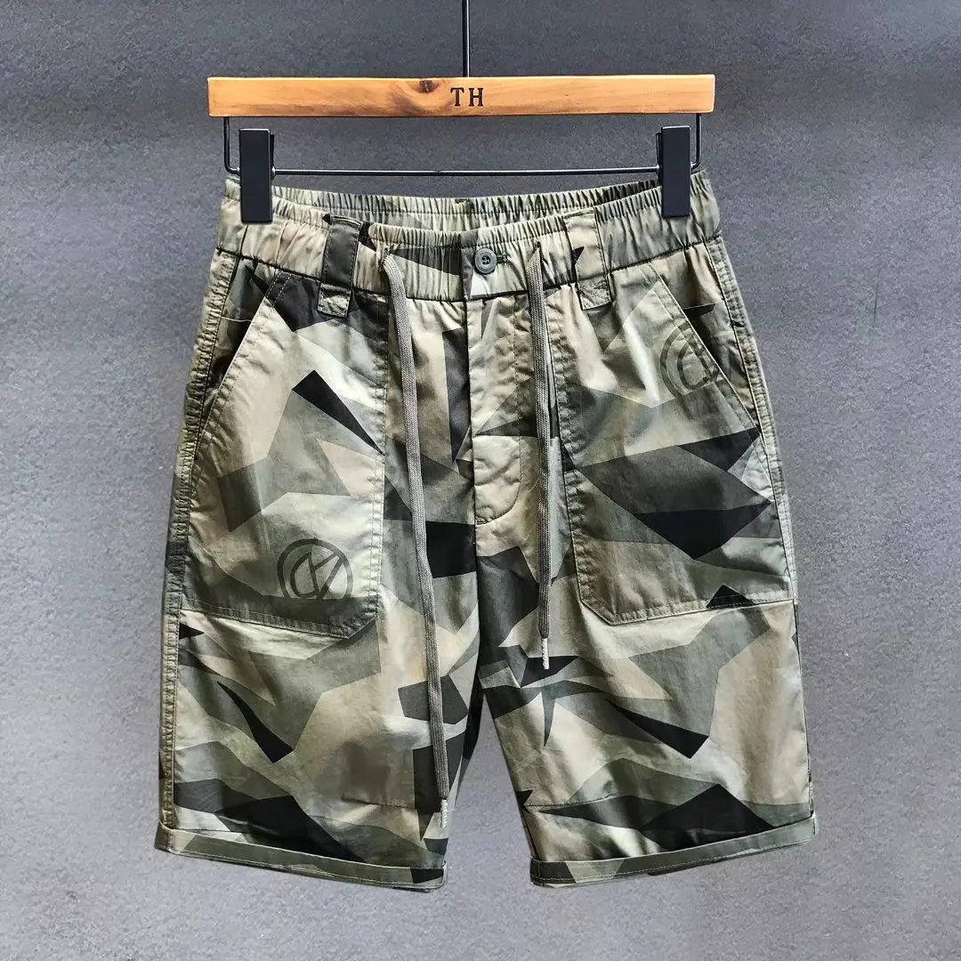 

Summer Men's Casual Workwear orts Trendy Loose Fit American Retro Mid-Cuff Pants Multi-ket Wear-Resistant Five-Quarter T...