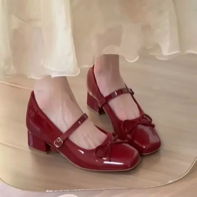 

Mary Jane Shoes 2025 Spring Autumn Fashion Shallow Round Toe Mid Heel Shoes Ladies Elegant Outdoor Single Pumps Zapatos De Mujer