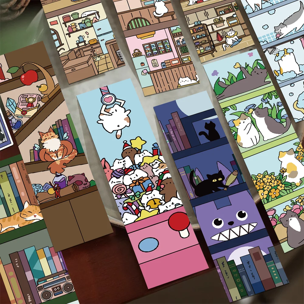30 stücke katze schrank lesezeichen cartoon tier dekoration student lesen bücher etikettierung karten büro liefert DIY