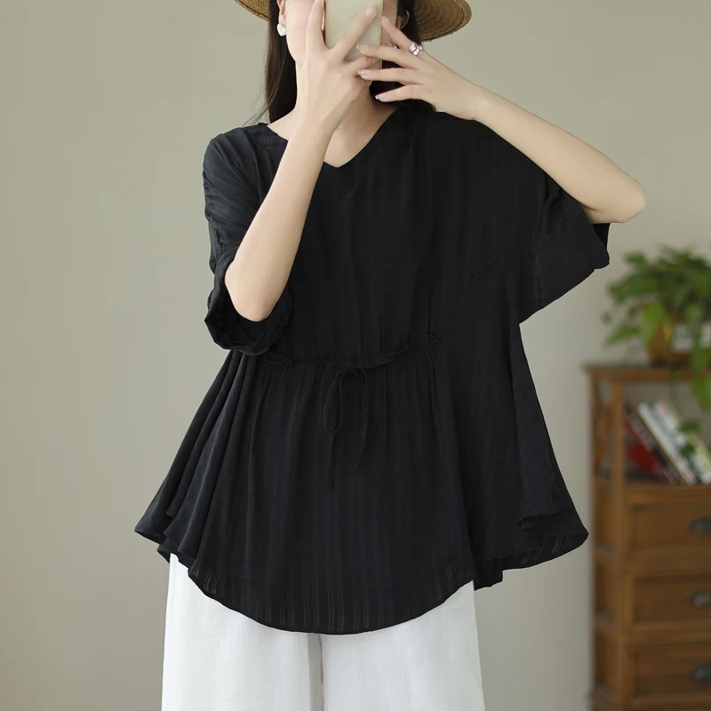 

plus Size Women's T-irt Loose Batwing Sve V-Ne Slimming Top Summer irt Cover Belly Casual Comfortable Polyester Blend