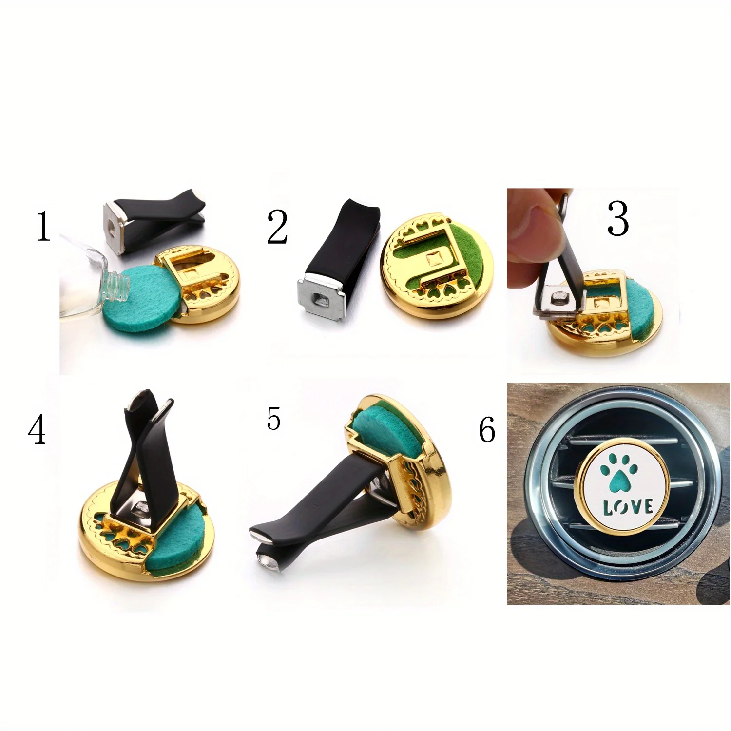 1pc Refillable Car Air Freshener Perfume Diffuser Clip, Auto Air Vent Car Interior Car Aromatherapy Diffuser With 10pcs Pads
