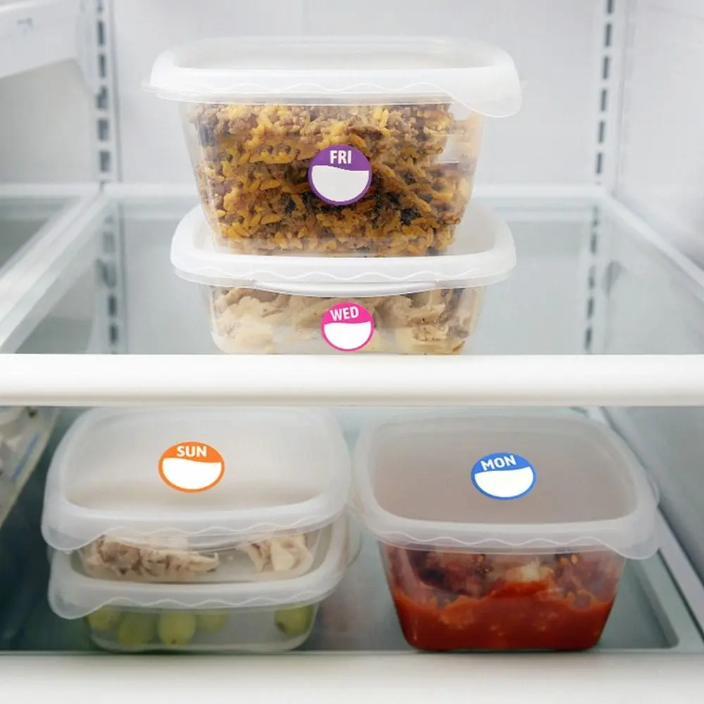 New Paper Week Stickers Removable 500 Pcs Date Stickers Food Containers Self-Adhesive Food Packaging Dots Label Kitchen
