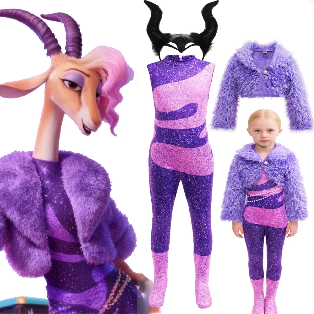 Image of Kinder Crazy Gazelle Zootopias Shaqiyang Mayor Shakira Fell-Set Sängerin Bühnen-Cosplay Kinder Halloween Weihnachten Kostüm