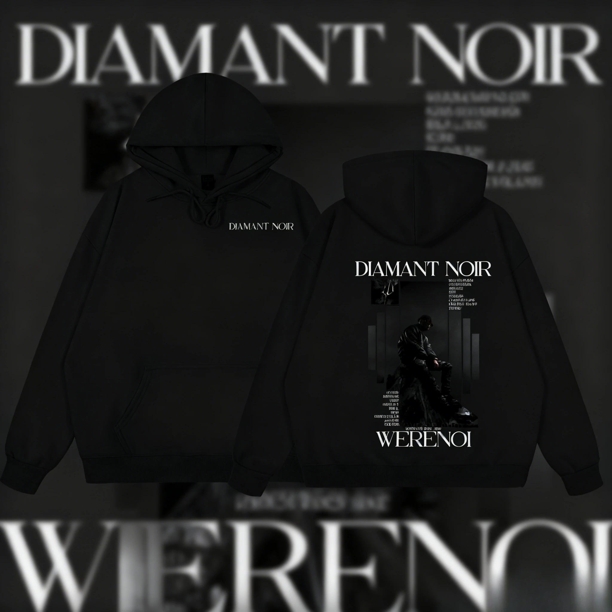 الأكثر مبيعا هوديي مغني الراب WeRenoi الماس الأسود ألبوم 2025-26 الخريف/الشتاء 100% القطن الخالص المطبوعة فضفاض هوديي غير رسمي #1