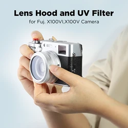 Haoge MC UV Camera Lens Protection Filter for Fujifilm X100VI Fuji X100V Camera Accessory with adapter ring Silver LUV-XVIS