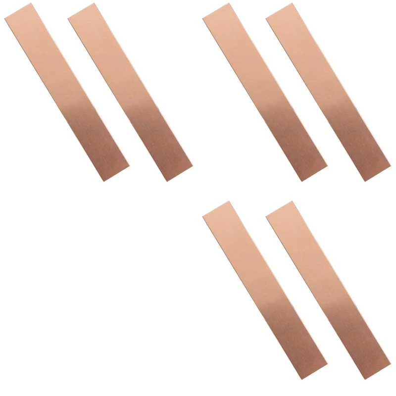 B52C Pure Copper Anode 6 Pcs, 6 X 1 X 0.04 Inch (19 GA) 99.95% High Purity Copper Electrode Strips Pure Copper Shee