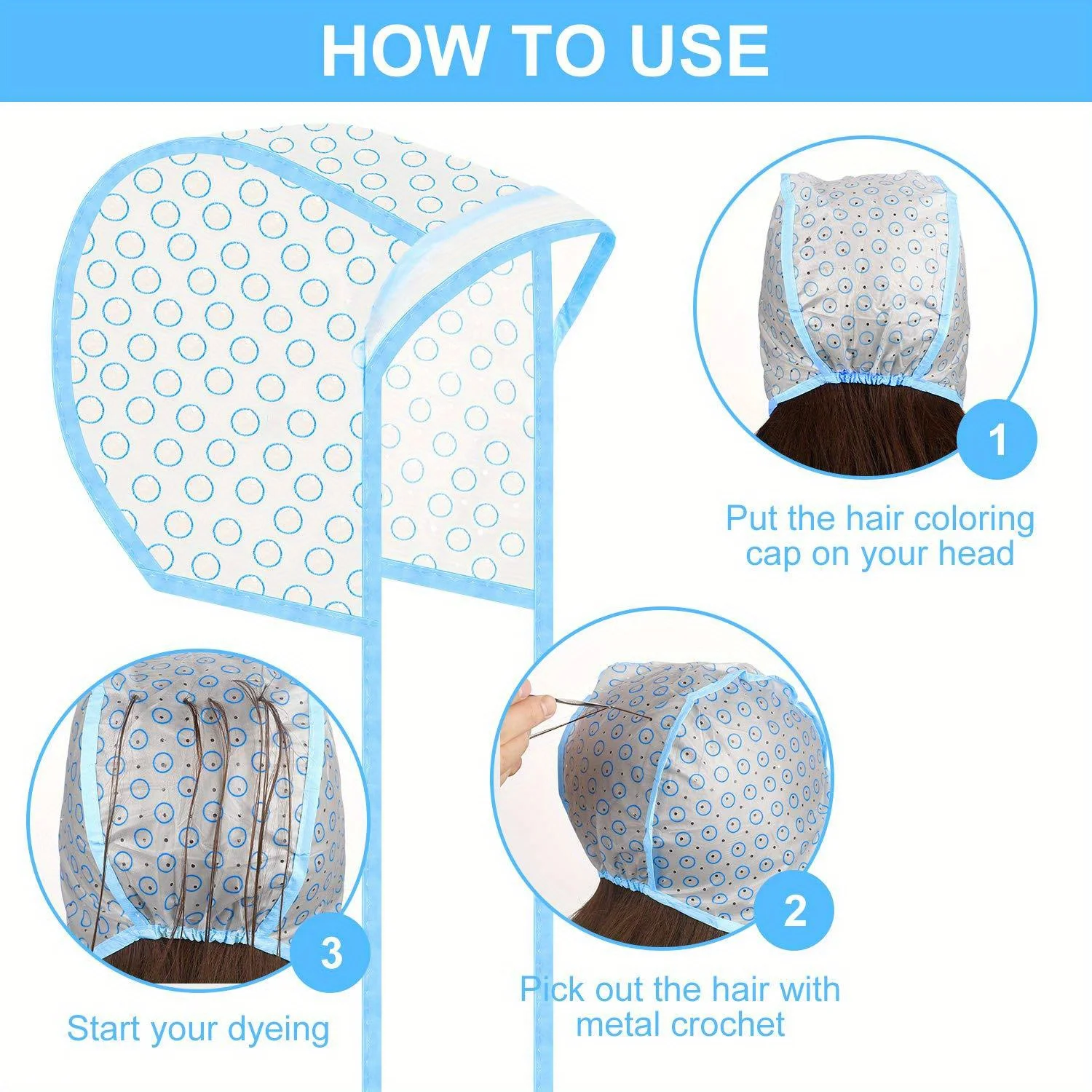 1/3/5Set Hair Dye Cap Disposable hair styling special  dyed hat With Plastic Hook Hairdressing Coloring Tools Perforated hat