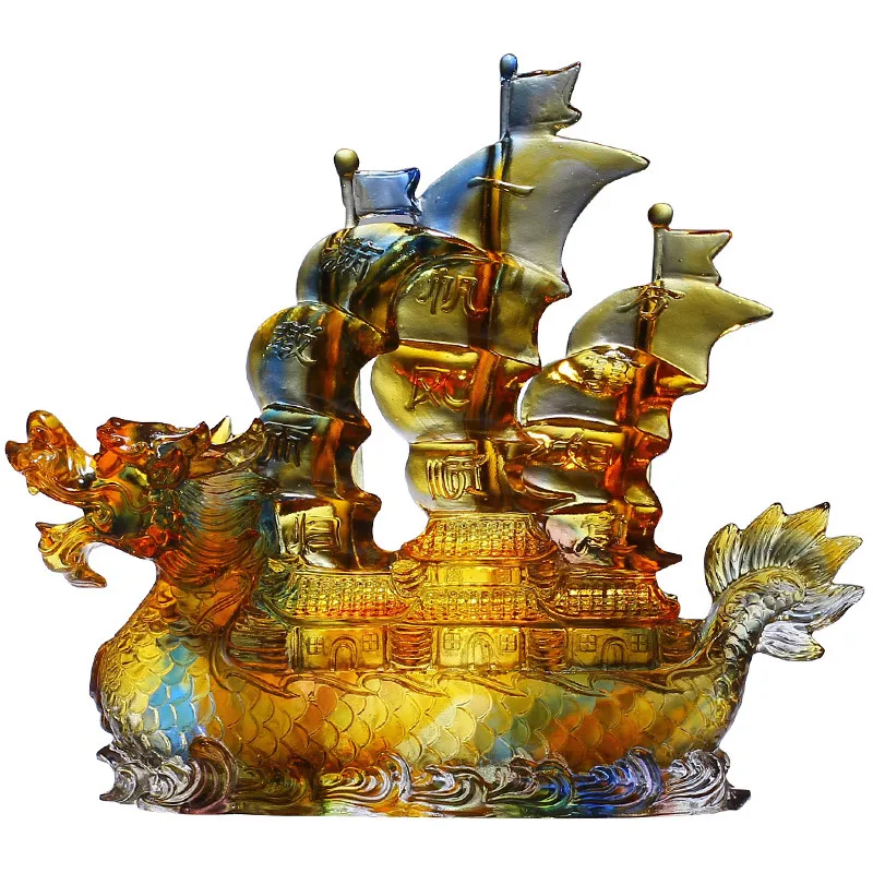 The glazed dragon boat ornament hotel is atmospheric and creative Chinese style