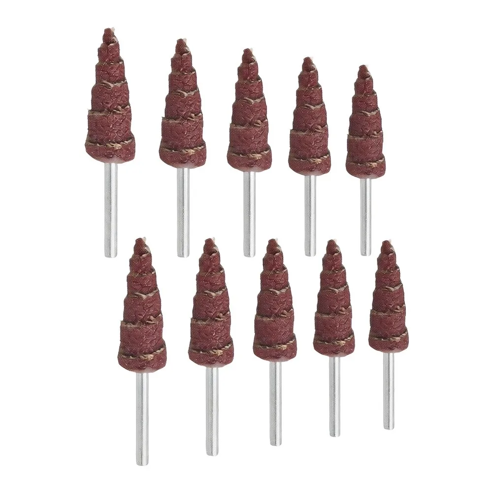 Cone Abrasive Cloth Sanding Flap Wheels 80 Grit 10pcs Set for Metal Wood Plastic Polishing with 3mm Shank Compatibility