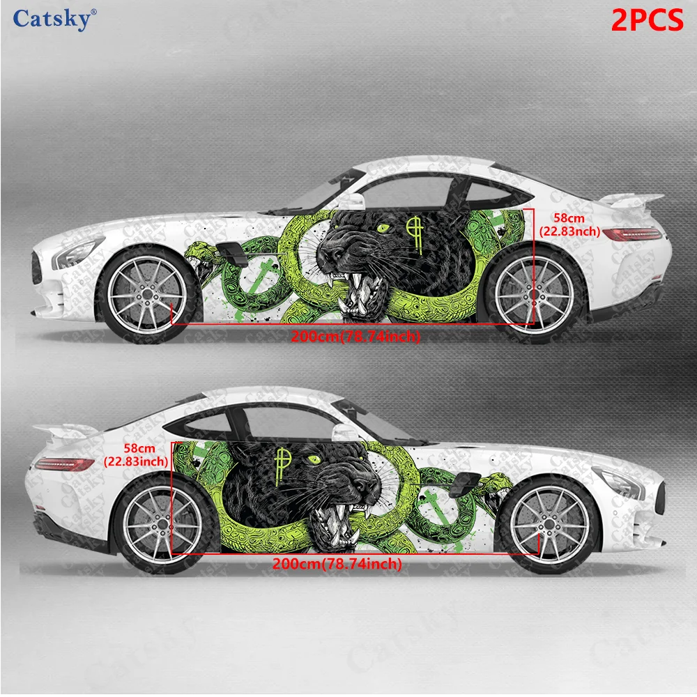 2pcs Black Panther By Snake Sticker, Durable, Fade-Resistant, Enhance The Aesthetic Your Vehicle with Bold Design Car Vinyl Wrap