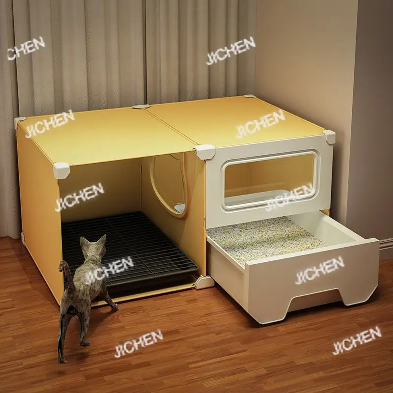 

Ящик для кошачьего туалета Полностью закрытый, устойчивый к запаху, большой коридорный ящик с защитой от брызг, специальный туалет для кошек, умывальник для кошек