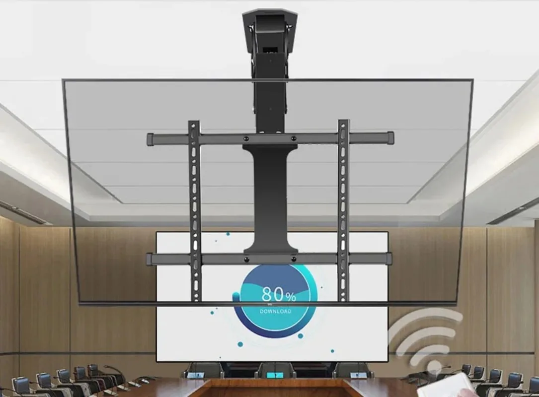 Ceiling TV LIFT Electric Remote Control Rotating Bracket Support 32-70