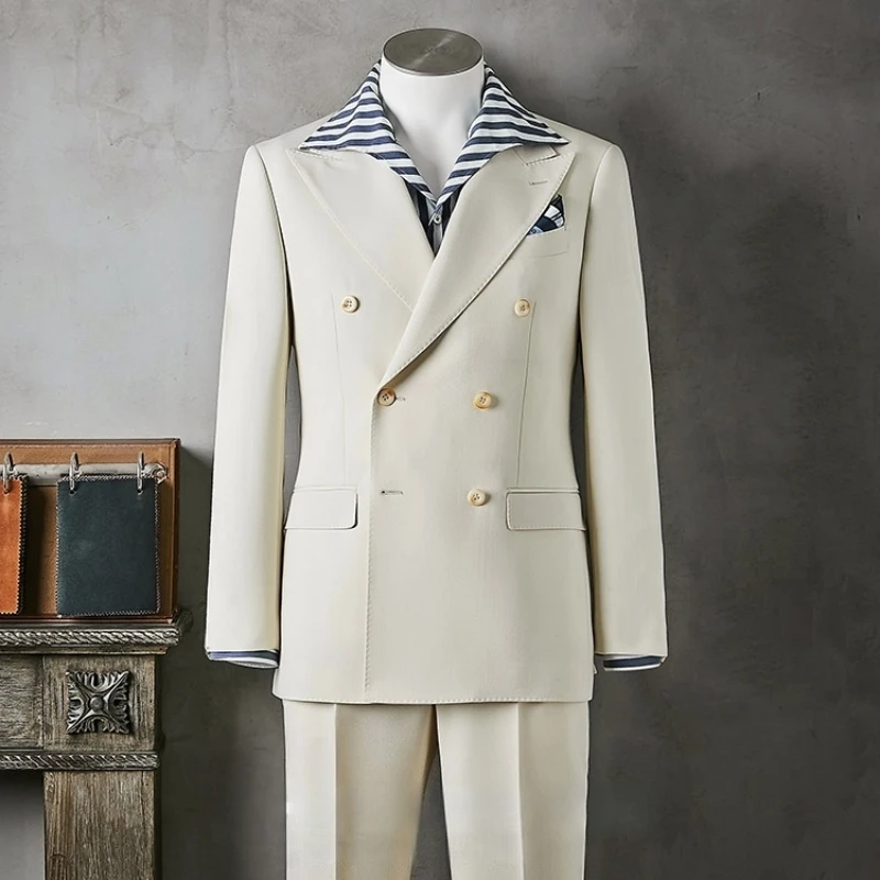 

Men's Suit (Blazer+ Pants) Business Casual Fashion Double Breasted Suit Jacket Men Custom-Made Clothes for Wedding Banquet Dress