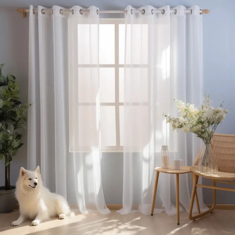 

Solid White Sheer Voile Curtains for Living Room Kitchen Decoration Window Drapes Modern Tulle Organza Curtains